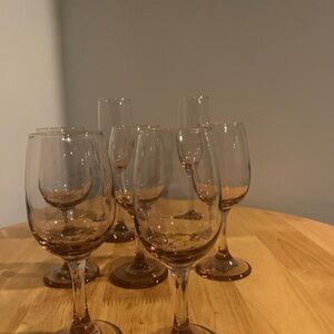 7 Plum Libbey Wine / Water Glasses